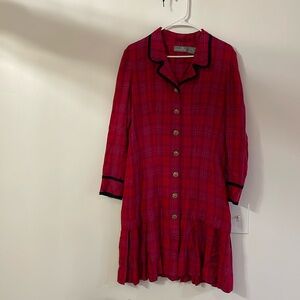 vintage LIZ CLAIBORNE plaid button-up midi dress